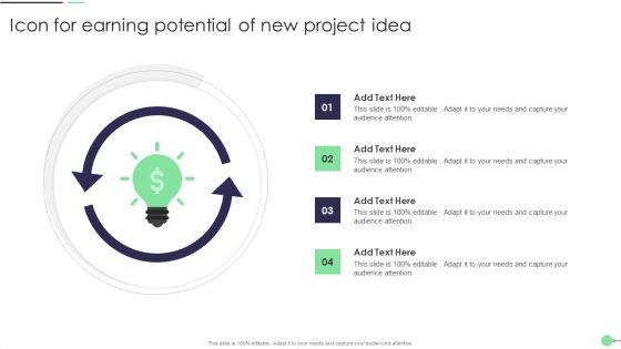 Icon For Earning Potential Of New Project Idea Microsoft PDF