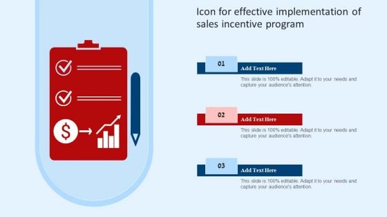 Icon For Effective Implementation Of Sales Incentive Program Mockup PDF