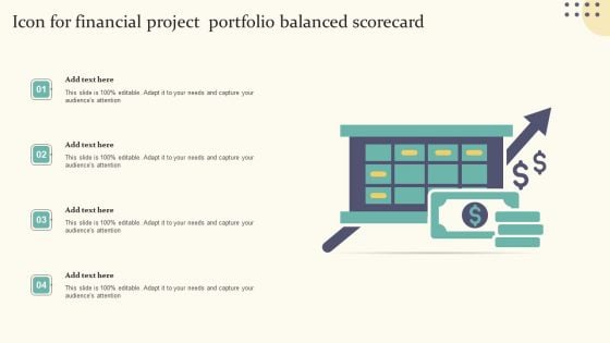 Icon For Financial Project Portfolio Balanced Scorecard Introduction PDF