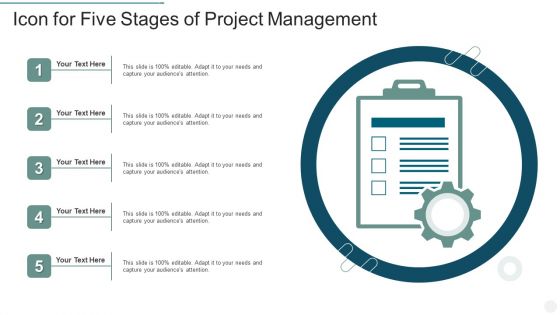 Icon For Five Stages Of Project Management Information PDF