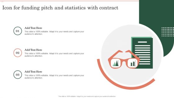 Icon For Funding Pitch And Statistics With Contract Ppt Gallery Designs Download PDF