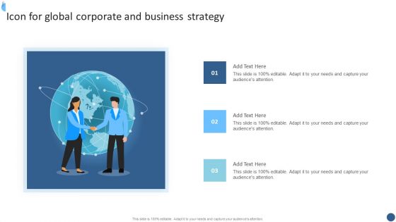 Icon For Global Corporate And Business Strategy Slides PDF