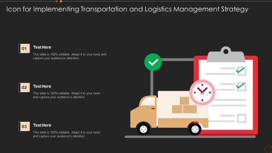 Icon For Implementing Transportation And Logistics Management Strategy Rules PDF