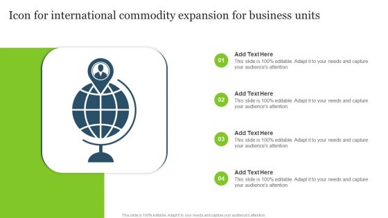 Icon For International Commodity Expansion For Business Units Sample PDF