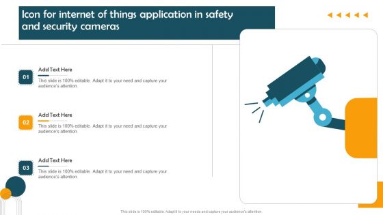 Icon For Internet Of Things Application In Safety And Security Cameras Designs PDF