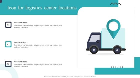 Icon For Logistics Center Locations Ppt PowerPoint Presentation File Elements PDF