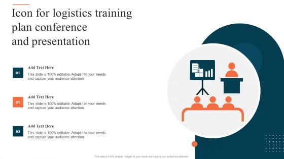 Icon For Logistics Training Plan Conference And Presentation Ppt Portfolio Outfit PDF