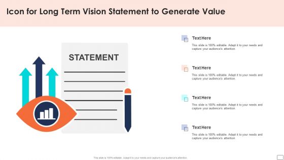 Icon For Long Term Vision Statement To Generate Value Ppt Styles Model PDF