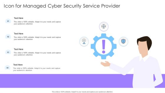 Icon For Managed Cyber Security Service Provider Ppt Slides Good PDF