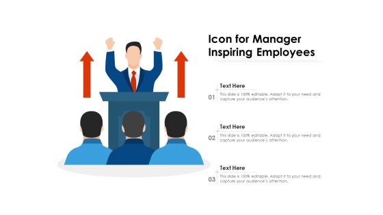 Icon For Manager Inspiring Employees Ppt PowerPoint Presentation Gallery Model PDF