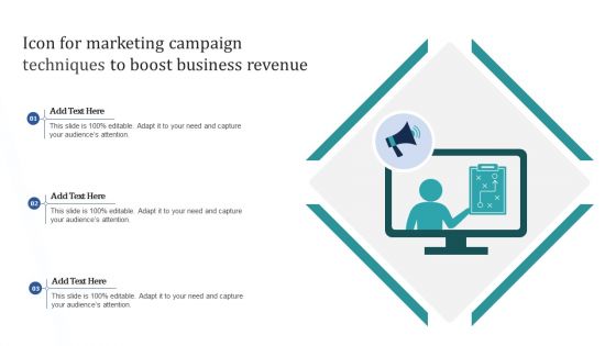 Icon For Marketing Campaign Techniques To Boost Business Revenue Portrait PDF