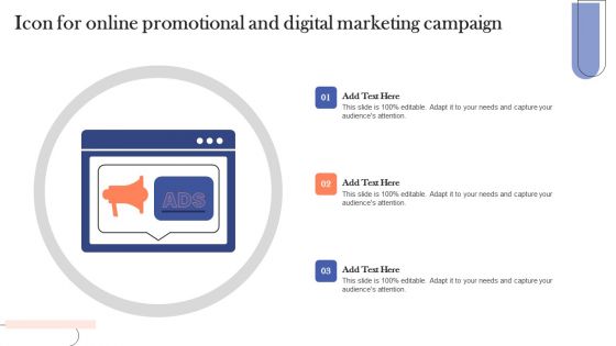 Icon For Online Promotional And Digital Marketing Campaign Introduction PDF