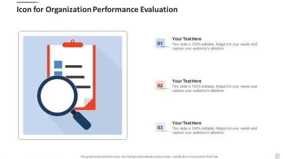 Icon For Organization Performance Evaluation Background PDF