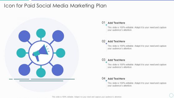 Icon For Paid Social Media Marketing Plan Ppt PowerPoint Presentation Gallery Deck PDF