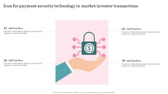 Icon For Payment Security Technology In Market Investor Transactions Summary PDF