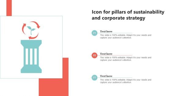 Icon For Pillars Of Sustainability And Corporate Strategy Summary PDF