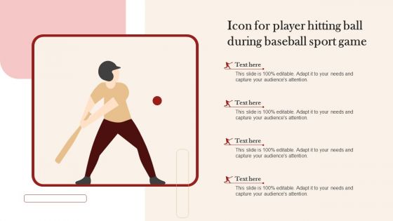 Icon For Player Hitting Ball During Baseball Sport Game Professional PDF