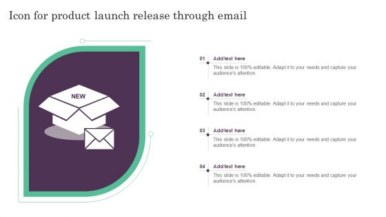 Icon For Product Launch Release Through Email Ppt PowerPoint Presentation File Demonstration PDF