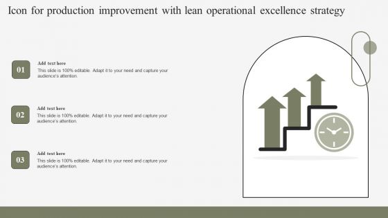 Icon For Production Improvement With Lean Operational Excellence Strategy Demonstration PDF