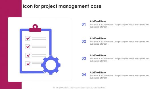 Icon For Project Management Case Ppt PowerPoint Presentation File Grid PDF