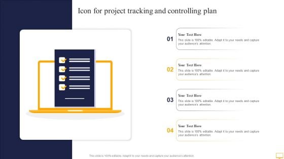 Icon For Project Tracking And Controlling Plan Pictures PDF