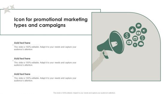 Icon For Promotional Marketing Types And Campaigns Guidelines PDF