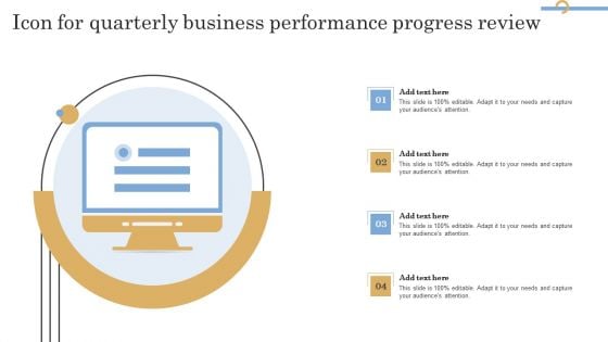 Icon For Quarterly Business Performance Progress Review Brochure PDF