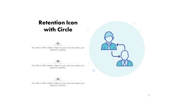 Icon For Retaining Customer Circle Arrow Document Employee Retention Ppt PowerPoint Presentation Complete Deck