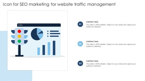 Icon For SEO Marketing For Website Traffic Management Graphics PDF