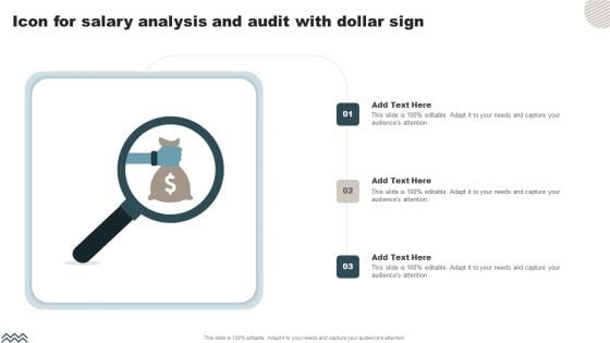 Icon For Salary Analysis And Audit With Dollar Sign Structure PDF