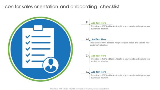 Icon For Sales Orientation And Onboarding Checklist Pictures PDF