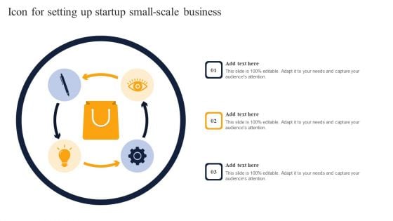 Icon For Setting Up Startup Small Scale Business Themes PDF