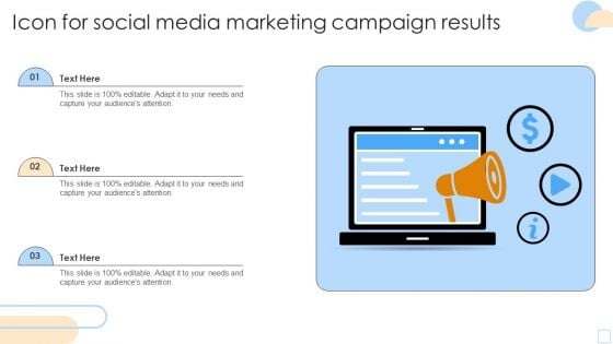 Icon For Social Media Marketing Campaign Results Summary PDF