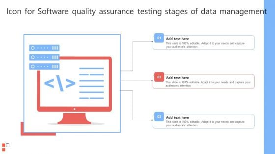 Icon For Software Quality Assurance Testing Stages Of Data Management Formats PDF