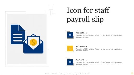 Icon For Staff Payroll Slip Ppt PowerPoint Presentation Gallery Example PDF