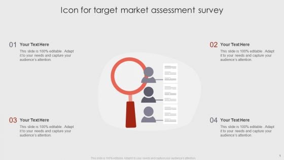 Icon For Target Market Assessment Survey Diagrams PDF