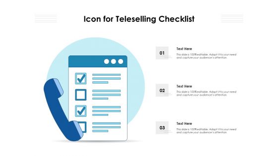 Icon For Teleselling Checklist Ppt PowerPoint Presentation Slides Ideas PDF