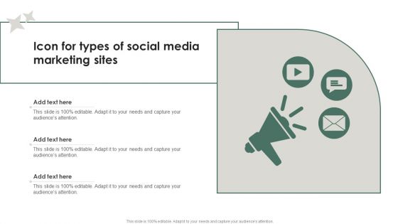 Icon For Types Of Social Media Marketing Sites Demonstration PDF