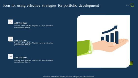 Icon For Using Effective Strategies For Portfolio Development Ppt File Clipart PDF