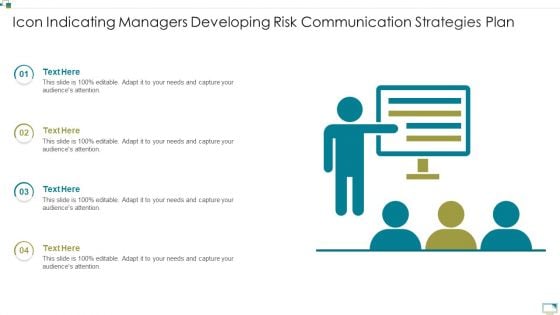 Icon Indicating Managers Developing Risk Communication Strategies Plan Rules PDF