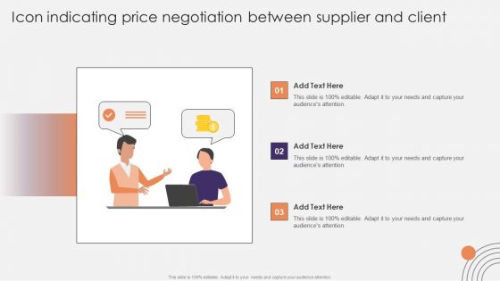 Icon Indicating Price Negotiation Between Supplier And Client Ppt Model Good PDF
