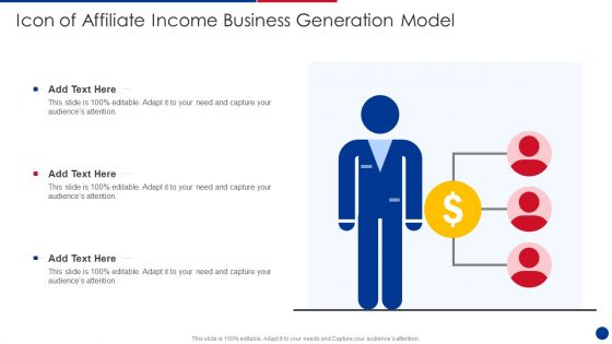 Icon Of Affiliate Income Business Generation Model Icons PDF