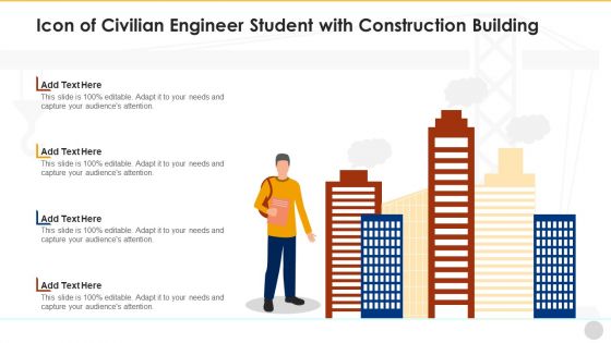 Icon Of Civilian Engineer Student With Construction Building Infographics PDF