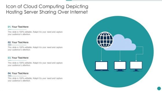 Icon Of Cloud Computing Depicting Hosting Server Sharing Over Internet Ppt Outline Example Introduction PDF
