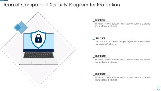 Icon Of Computer IT Security Program For Protection Background PDF