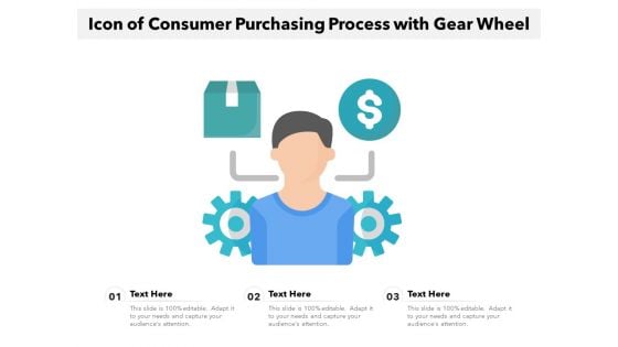 Icon Of Consumer Purchasing Process With Gear Wheel Ppt PowerPoint Presentation File Graphics Design PDF