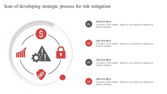 Icon Of Developing Strategic Process For Risk Mitigation Ppt PowerPoint Presentation Gallery Outline PDF