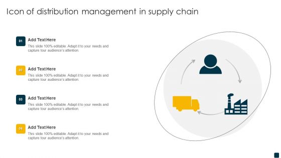 Icon Of Distribution Management In Supply Chain Summary PDF