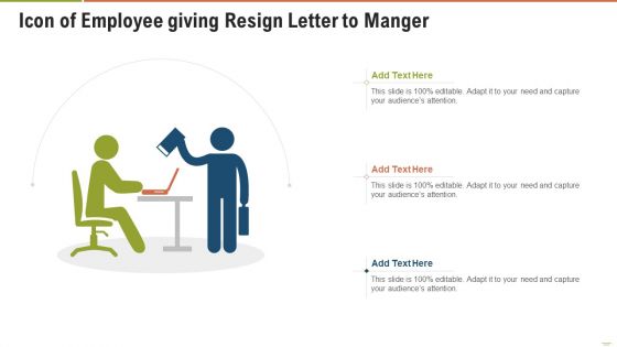 Icon Of Employee Giving Resign Letter To Manger Ppt Professional Introduction PDF