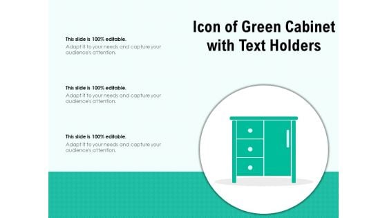 Icon Of Green Cabinet With Text Holders Ppt PowerPoint Presentation Styles Diagrams